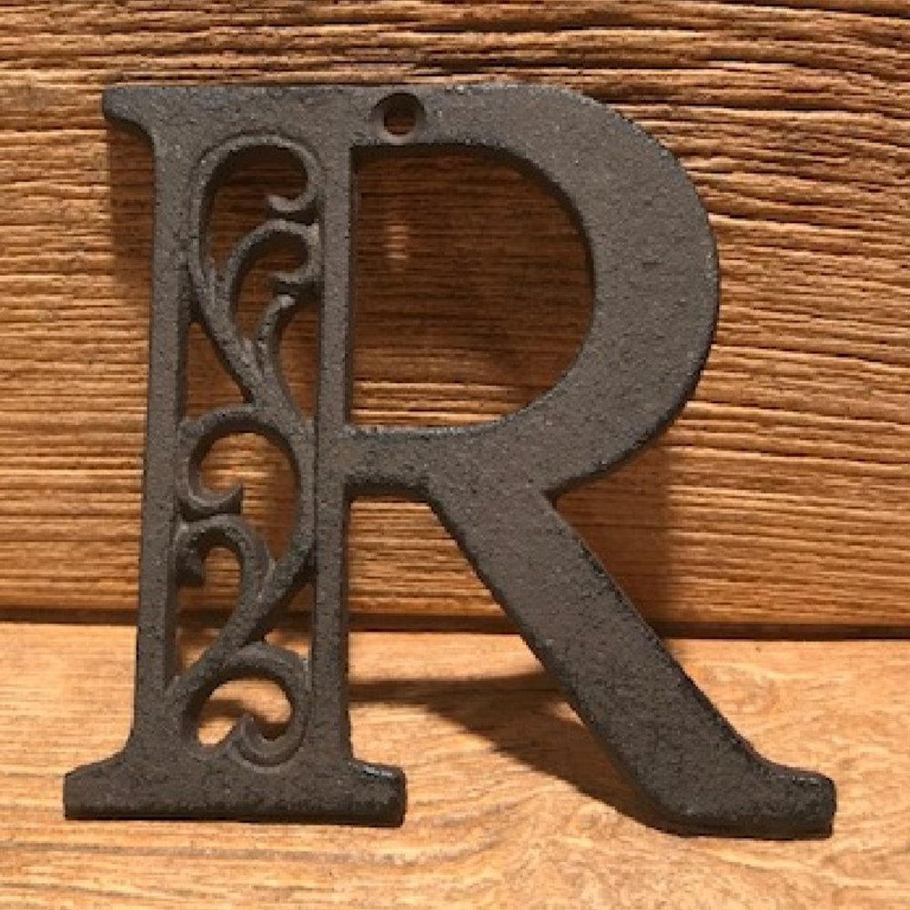 Cast Iron Letter "R" 4 5/8"tall Ornate Raw Cast Iron Ready for Paint 0184-0557-R